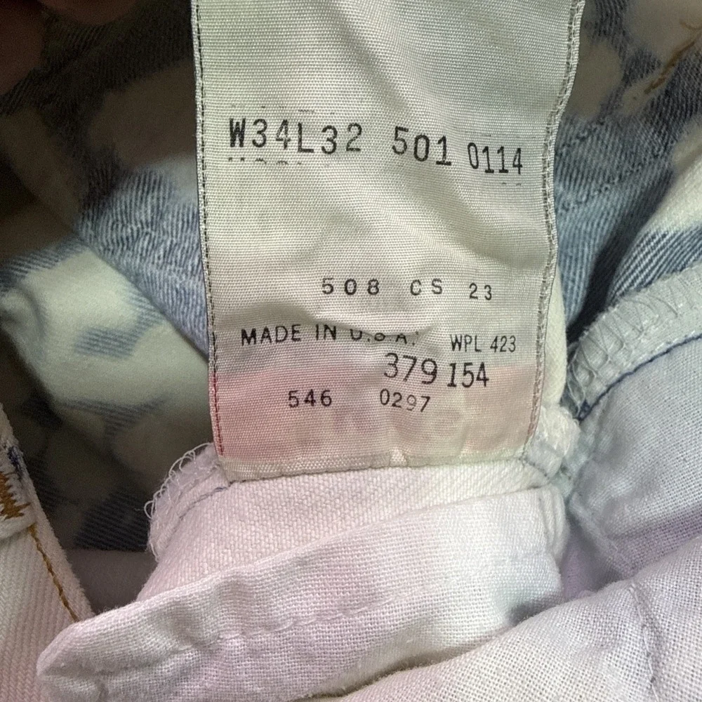 Vintage Levi 501 Jeans, Usa Made Custom Bleach Tie-Dye 3432 Rear Zip 100% Cotton